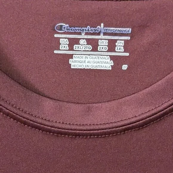 Men's Maroon Champion Performance Tee, 2XL - Picture 3 of 5